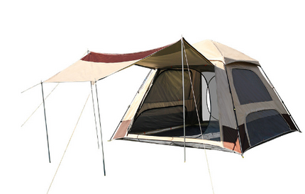 Premium 6-10 Person Off-Road Tent with Canopy - Khaki Dark Brown